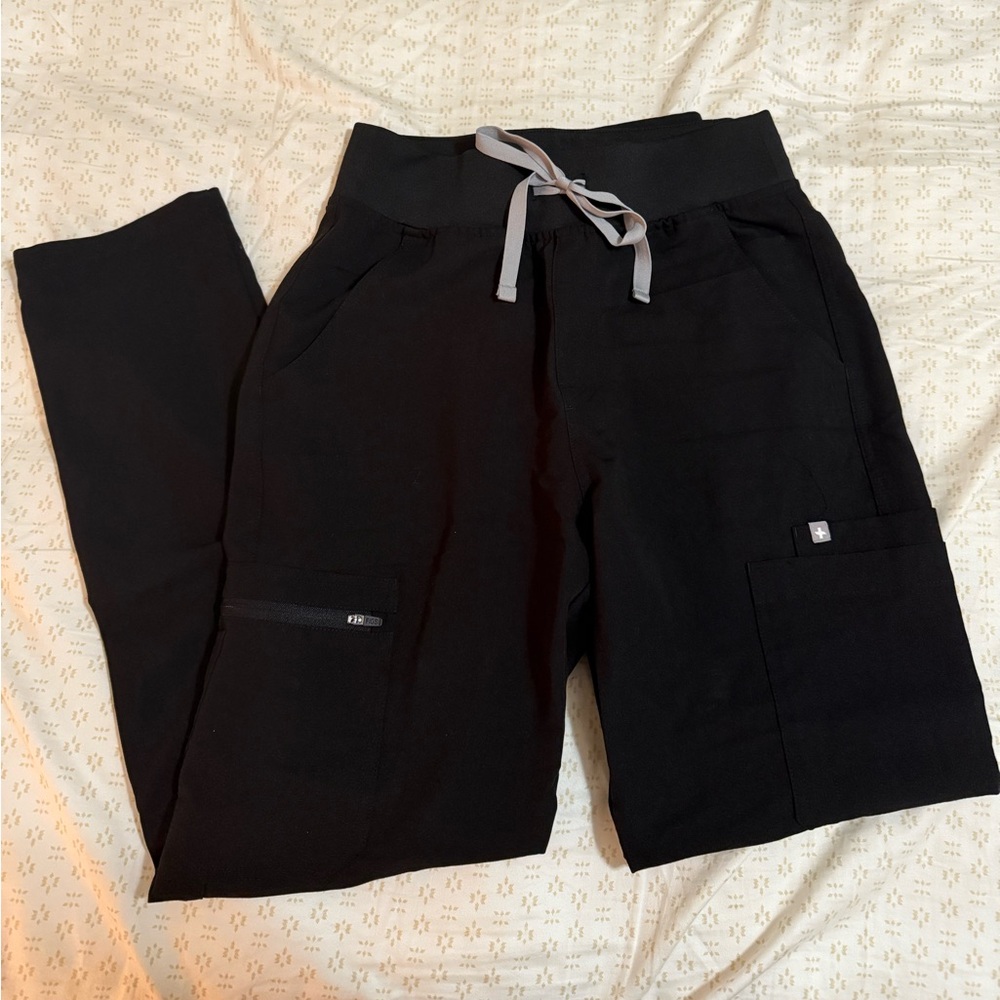 Figs Women’s Black Yola High Waisted Skinny Scrub Pants Small